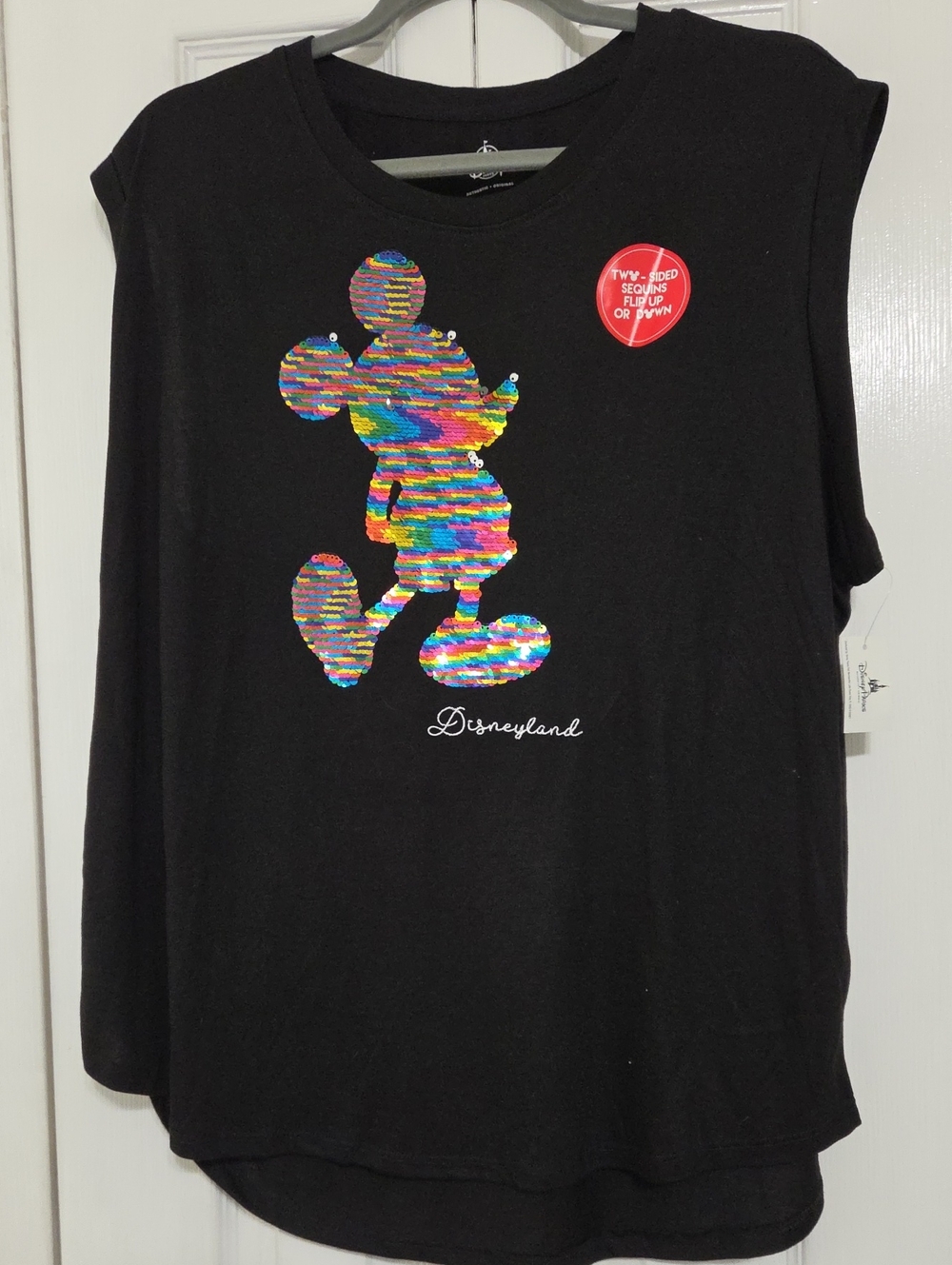 Disney Black Tank Top with Multicolor Sequin Mickey